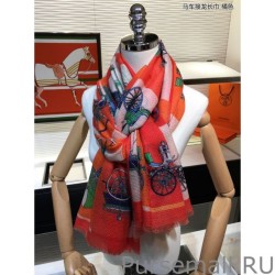 AAA+ Hermes Carriage Solitaire Cashmere Shawl 110 x 200 Orange
