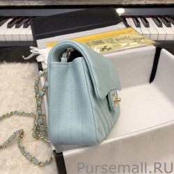 Top Classic Flap Bag A1116 Light Blue