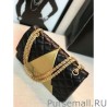 High Quality Classic Flap Bag Crocodile Embossed Gold /Black