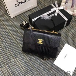 Luxury Classic Flap Bag Lizard Pattern A92236 Black