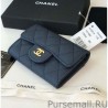 1:1 Mirror Classic Flap Coin Purse A31504 Dark Blue