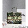 7 Star Christian Dior Book Tote Bag In Embroidered Canvas Green