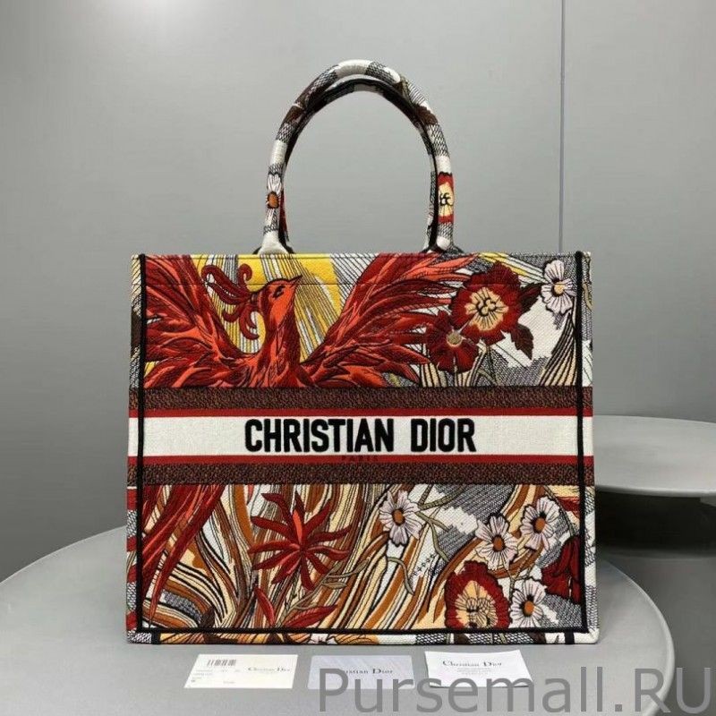 Luxury Christian Dior Oversize Book Tote Shopping Bag Red