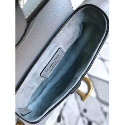 Luxury Christian Dior Mini Saddle Calfskin Bag Light Blue