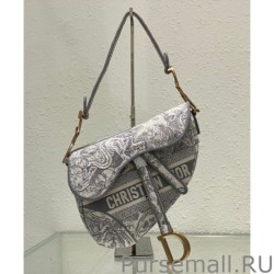 Luxury Christian Dior Saddle Bag Gray