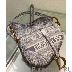 Luxury Christian Dior Saddle Bag Gray