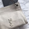 Designer YSL Saint Lauren Niki Medium Shopping Bag Crinkled Vintage Leather Beige