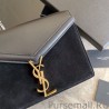 UK YSL Saint Laurent Cassandra Medium Suede Bag Black