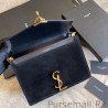 UK YSL Saint Laurent Cassandra Medium Suede Bag Black