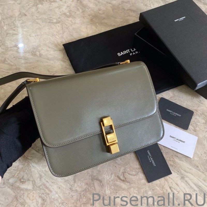 Designer YSL Saint Laurent Carre Satchel Suede Bag Light Green