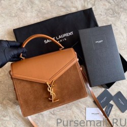 7 Star YSL Saint Laurent Cassandra Medium Top Handle Bag Brown