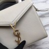 AAA+ YSL Saint Laurent Cassandra Top Handle Medium Bag Poudre Embossed Leather Beige