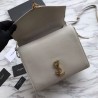 AAA+ YSL Saint Laurent Cassandra Top Handle Medium Bag Poudre Embossed Leather Beige