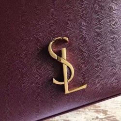 Replica YSL Saint Laurent Cassandra Top Handle Medium Bag Poudre Embossed Leather Claret