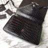 Top YSL Saint Laurent Envelope Bag in Crocodile Pattern Black