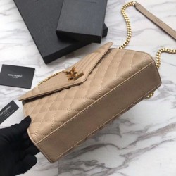 Best YSL Saint Laurent Envelope Small Bag Grain Embossed Apricot