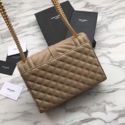 Best YSL Saint Laurent Envelope Small Bag Grain Embossed Apricot