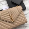 Best YSL Saint Laurent Envelope Small Bag Grain Embossed Apricot