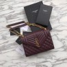 Top Quality YSL Saint Laurent Envelope Small Bag Grain Embossed Claret