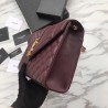 Top Quality YSL Saint Laurent Envelope Small Bag Grain Embossed Claret