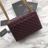 Top Quality YSL Saint Laurent Envelope Small Bag Grain Embossed Claret