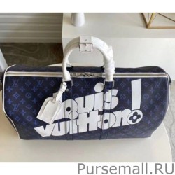 Replica Keepall Bandouliere 55 Blue Monogram M45874