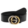 Luxury Gucci Leather Belt With Bi-colour Interlocking G Buckle 295777 BGH0N 1000