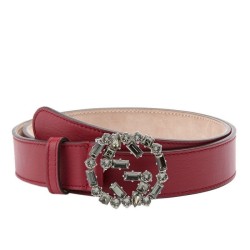 Best Gucci Leather Belts With Crystal Interlocking G Buckle 354381 AP0IN 6263