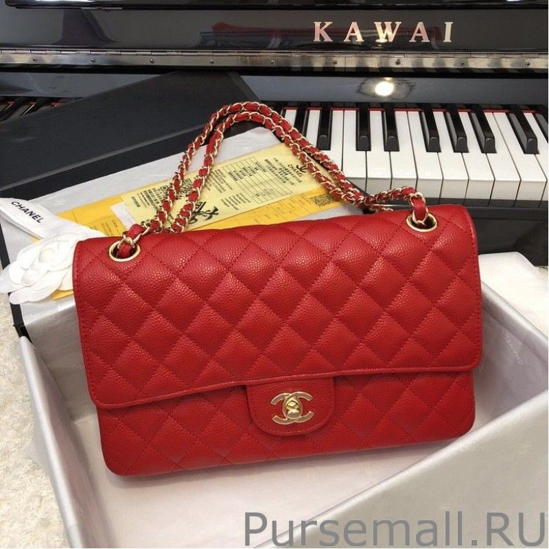 Fashion Classic Grained Calfskin Falp Bag A1112 Red