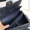 7 Star Classic Grained Calfskin Flap Bag A1112 Dark Blue