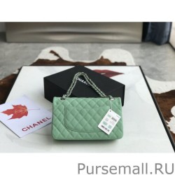 Top Quality Classic Grained Calfskin Flap Bag A1112 Light Green