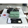 Top Quality Classic Grained Calfskin Flap Bag A1112 Light Green