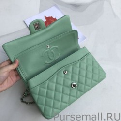 Top Quality Classic Grained Calfskin Flap Bag A1112 Light Green