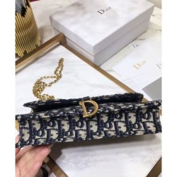 Copy Christian Dior Saddle long wallet with flap S5614 Dark Blue