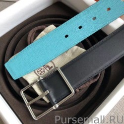 Copy Hermes Bleu Obscur Saddle 38MM Reversible Belt