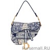 Inspired Christian Dior Saddle Multicolor Dior Around the World Embroidery Blue