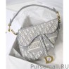 Replica Christian Dior Saddle Original Oblique Embroidered Canvas Bag Gray