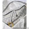 Replica Christian Dior Saddle Original Oblique Embroidered Canvas Bag Gray