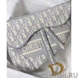 Replica Christian Dior Saddle Original Oblique Embroidered Canvas Bag Gray