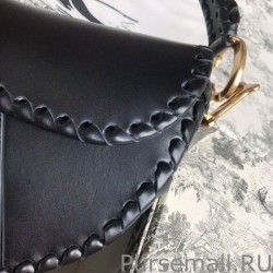 UK Christian Dior Grooved Edge Saddle Bag Black