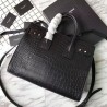 Top YSL Saint Lauren Sac De Jour Souple bag In Crocodile Embossed Leather Black