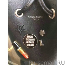 Best Saint Laurent Sheepskin Mini Bourse Bucket Bag Black Y220350