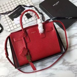 High Quality YSL Saint Lauren Sac De Jour Souple bag In Crocodile Embossed Leather Red