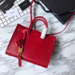 High Quality YSL Saint Lauren Sac De Jour Souple bag In Crocodile Embossed Leather Red