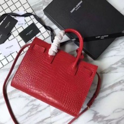 High Quality YSL Saint Lauren Sac De Jour Souple bag In Crocodile Embossed Leather Red