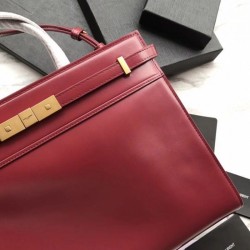 1:1 Mirror YSL Saint Laurent Small Manhattan Top Handle Bag Red