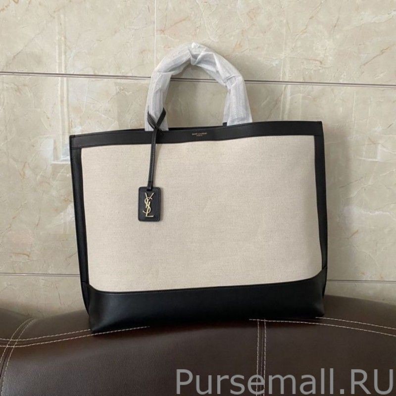 Knockoff YSL Saint Laurent Shopping Tag Bag White /Black