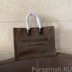 High YSL Saint Laurent Rive Gauche Tote Bag Coffee