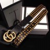 Luxury belt with Double G buckle and Studs 409402 Black