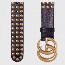 Luxury belt with Double G buckle and Studs 409402 Black